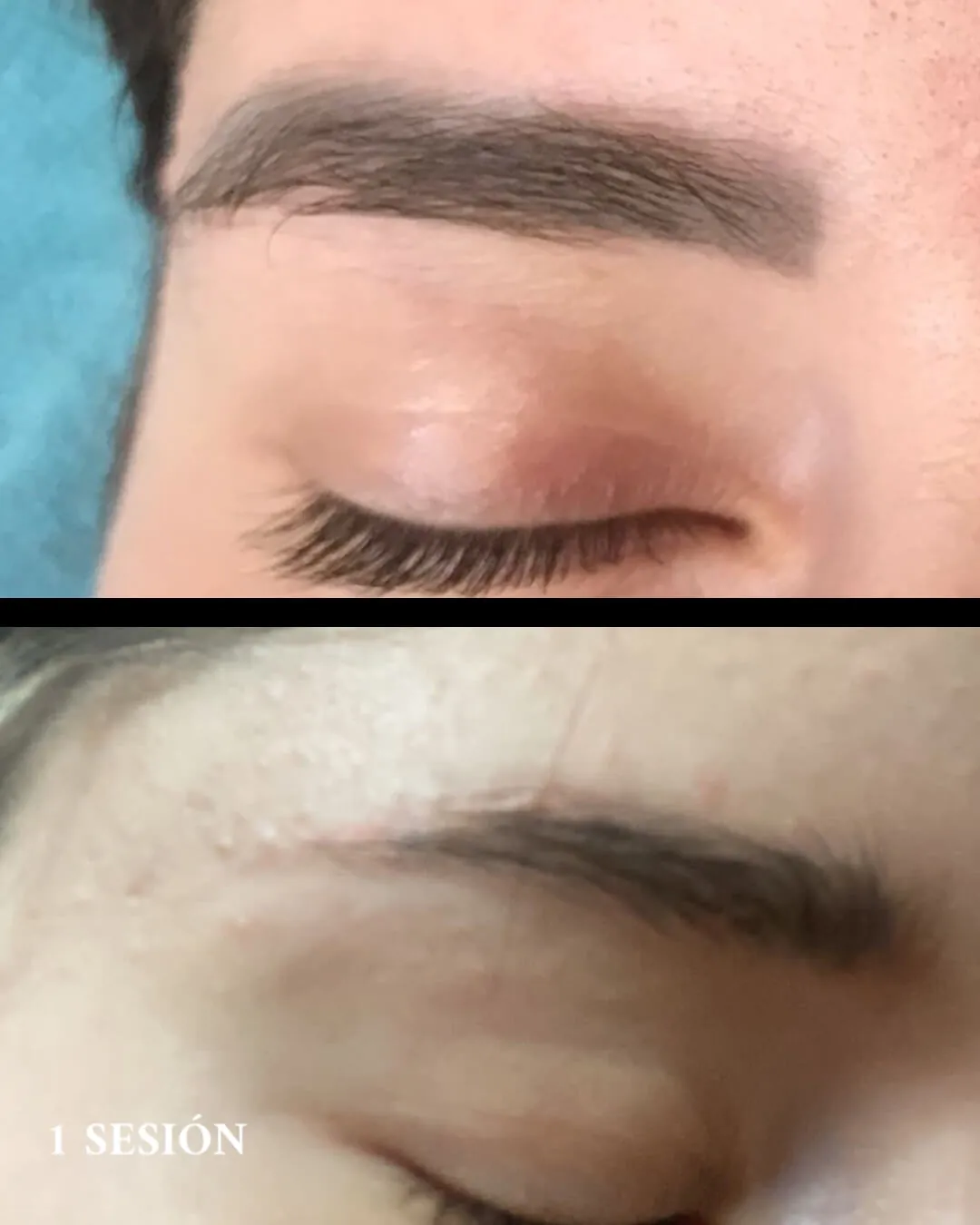 Microblading de cejas que se ha ido aclarando con el tiempo